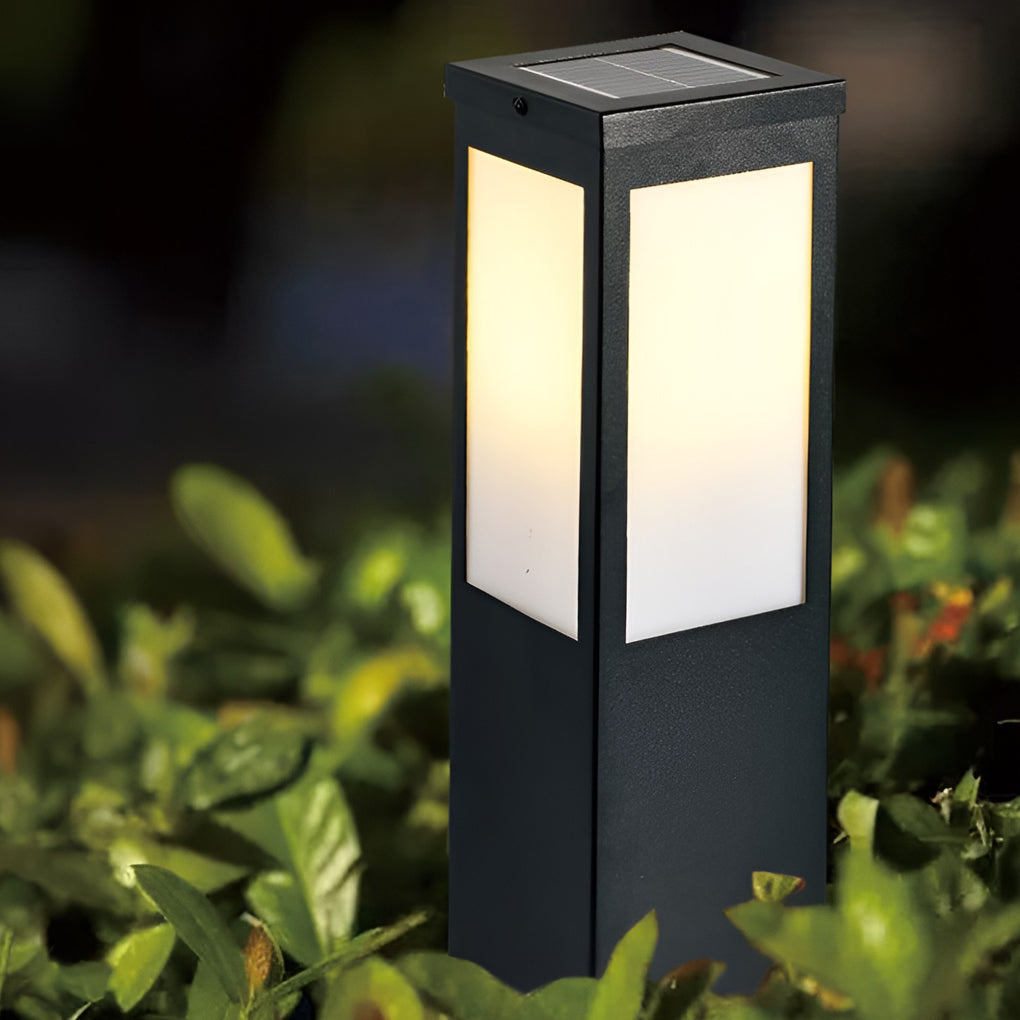 Industrial-Style Square LED Solar Landscape Lighting Waterproof Outdoor Pathway Lights with Remote Control