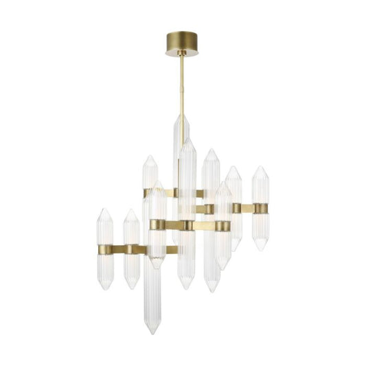 Langston 12-Light LED Chandelier in Plated Brass