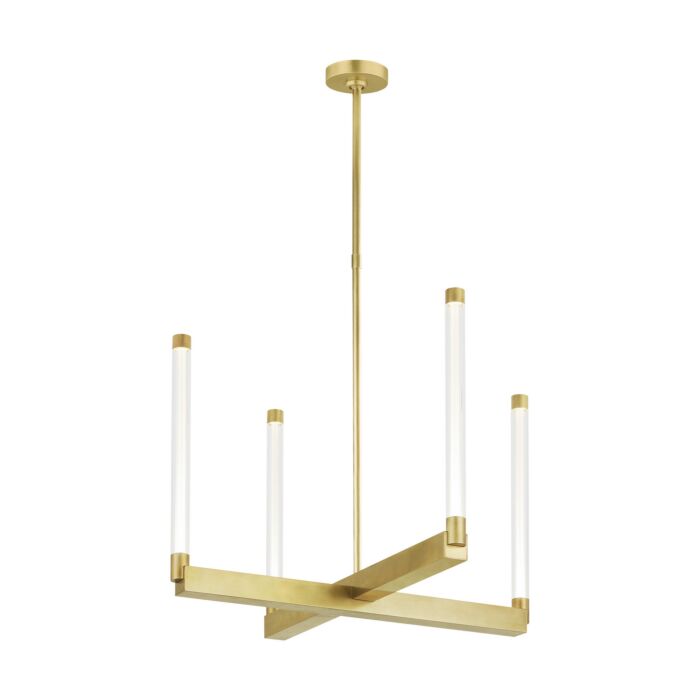 Phobos 4-Light LED Chandelier in Natural Brass