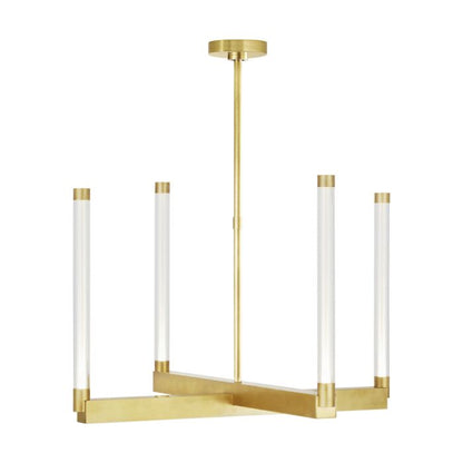 Phobos 4-Light LED Chandelier in Natural Brass