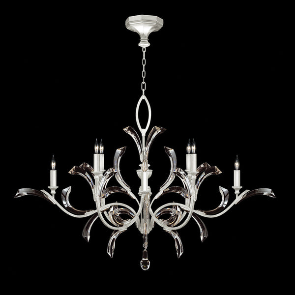 Chandelier, Round, 8-Light, Silver Leaf, 57"W (701240-SF4 NHZV)