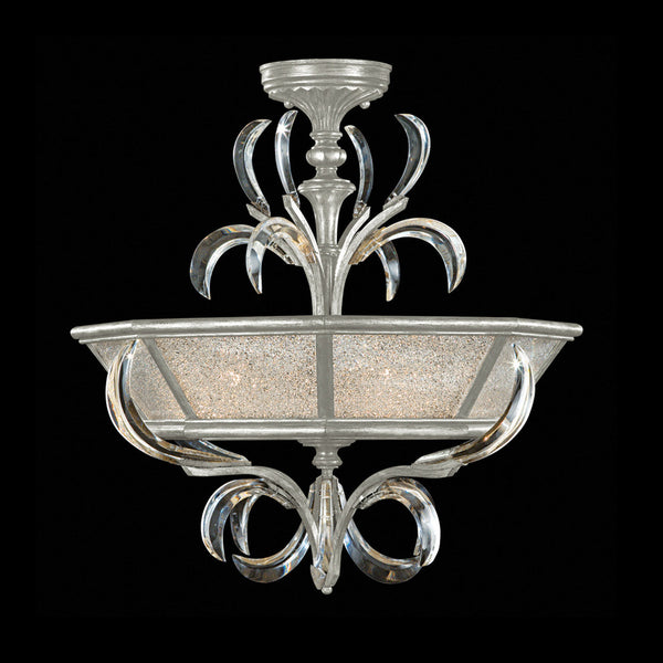 Semi-Flush Mount, Round, 3-Light, Silver Leaf, 26"W (704340-SF4 NJ0E)