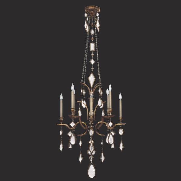 Chandelier, Round, 8-Light, Bronze Patina, Clear Crystal Gems, 31"W (708640-3ST 96FE)