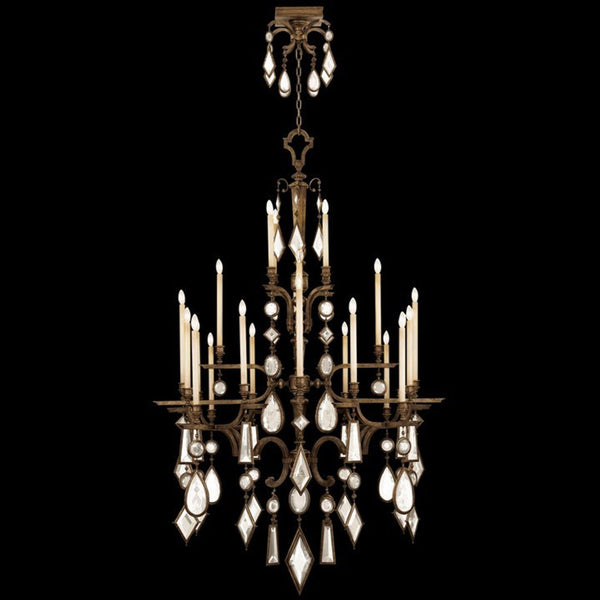 Chandelier, Round, 24-Light, Bronze Patina, Clear Crystal Gems, 53"W (709440-3ST 96FP)