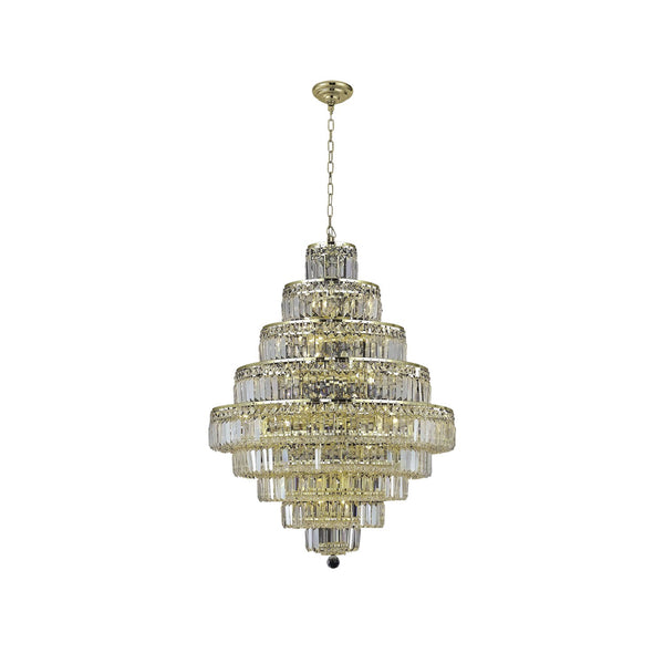 Gold Twenty-Light 30-Inch Nine-Tier Chandelier with Royal Cut Clear Crystal