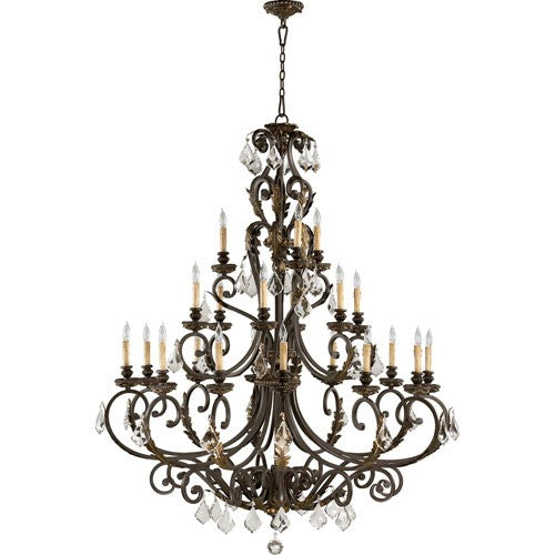 Twenty-One-Light Toasted Sienna with Mystic Silver Chandelier