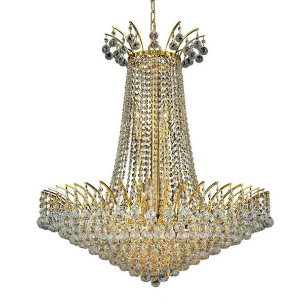 Victoria Gold Sixteen-Light Chandelier with Clear Royal Cut Crystals