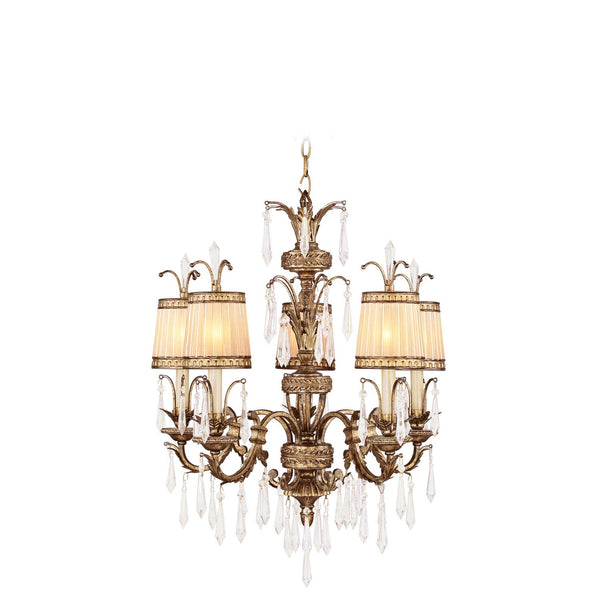 La Bella Vintage Gold Leaf Five-Light Chandelier