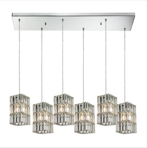 Polished Chrome Six Light Chandelier with RC Shade