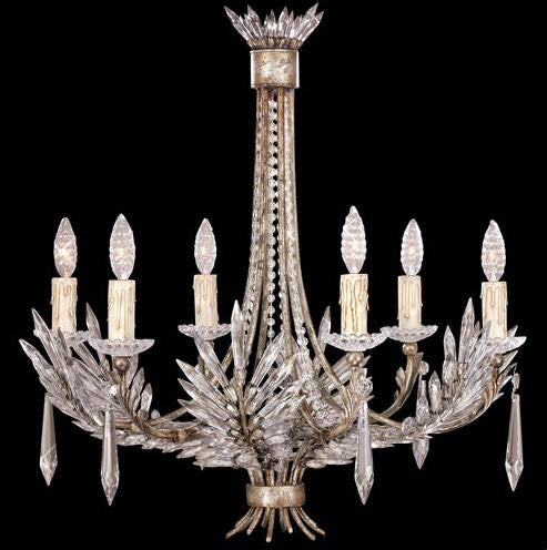 Six-Light Chandelier in Warm Antiqued Silver Finish