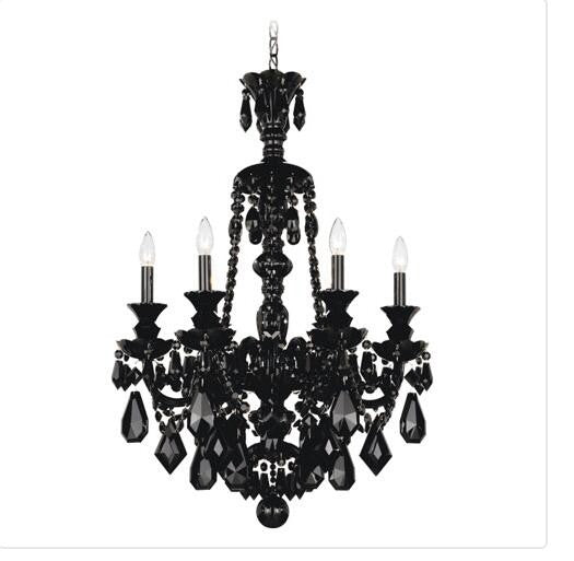 Black Six-Light Jet Black Heritage Handcut Crystal Chandelier, 22W x 33H x 22D