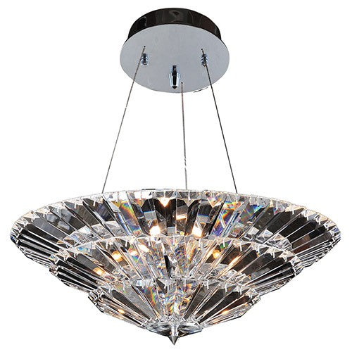 Chrome 10-Light Convertible Bowl Pendant with Firenze Clear Crystal