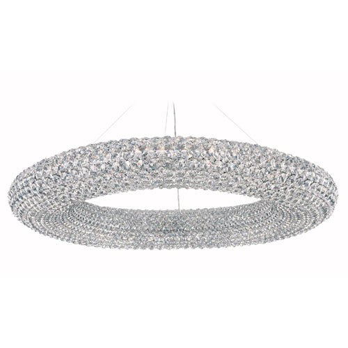 Stainless Steel 28-Light Clear Spectra Crystal Pendant Light, 39W x 5.5H x 39D