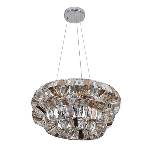 Chrome 15-Light 31.5-Inch Wide Bowl Pendant with Firenze Mixed Crystal