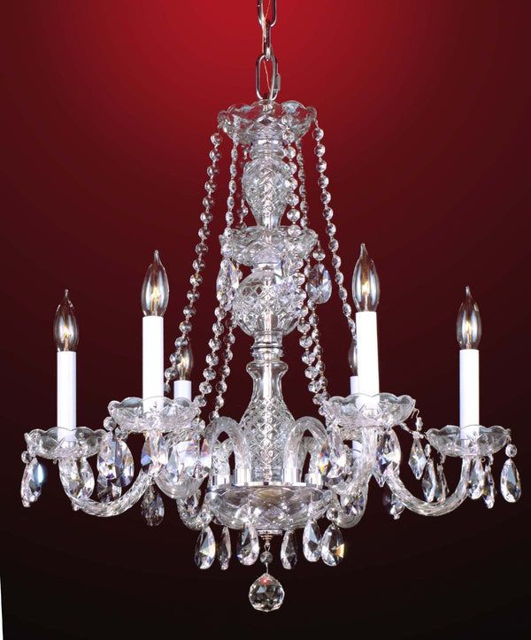 6 Lights Bohemian Crystal chandelier in polished chrome finish