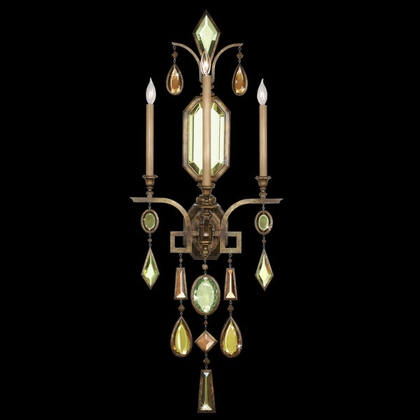 Wall Sconce, 3-Light, Bronze Patina, Multi-Colored Crystal Gems, 49"H (710450-1ST 96FZ)