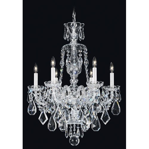 Silver Six-Light Clear Heritage Handcut Crystal Chandelier, 22W x 29.5H x 22D