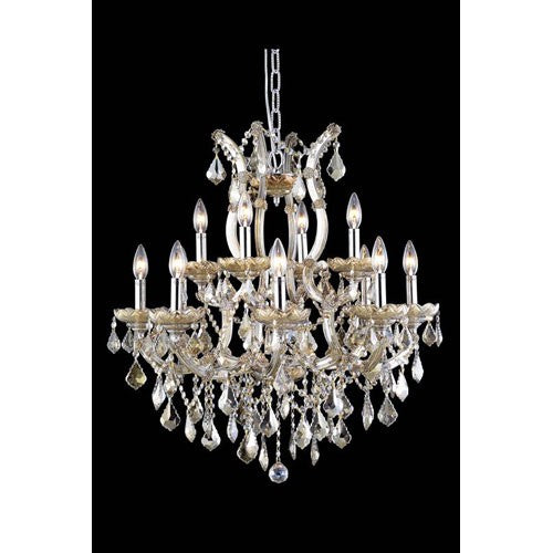 Maria Theresa Royal Cut Crystal Golden Teak 13 Light 28-in Chandelier