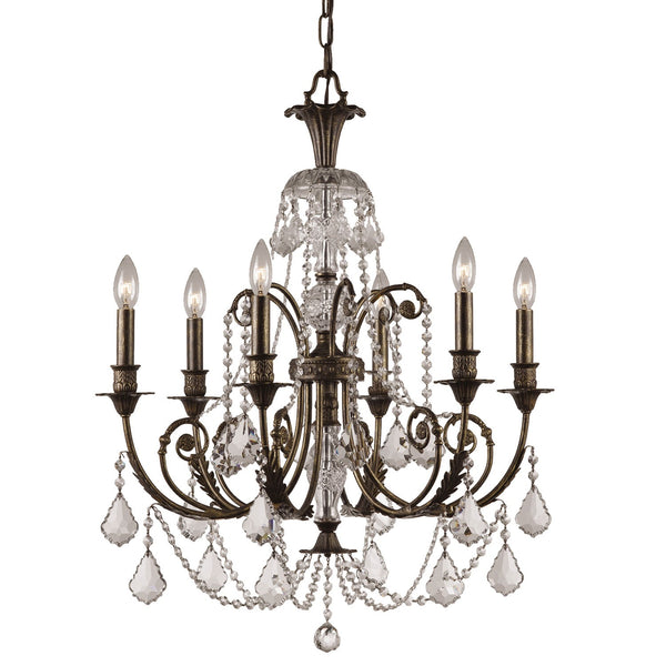 Group St. Regis Clear Swarovski Strass Crystal Six-Light Chandelier