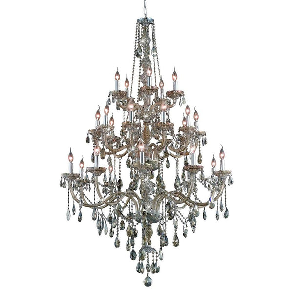 Verona Golden Teak Twenty-Five Light Chandelier with Golden Teak/Smoky Royal Cut Crystals