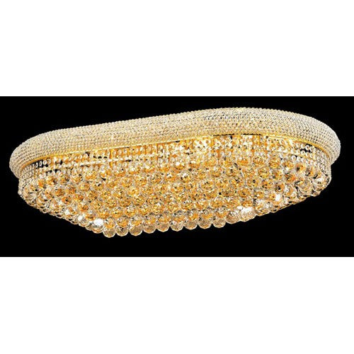 Primo Gold Twenty-Four Light Oblong Flush Mount with Royal Cut Clear Crystal