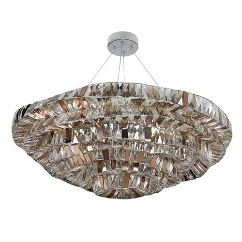 Chrome 21-Light 39-Inch Wide Bowl Pendant with Firenze Mixed Crystal