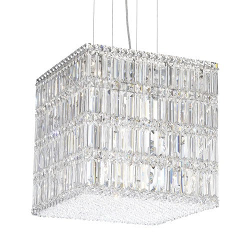 Stainless Steel 21-Light Clear Spectra Crystal Pendant Light, 17W x 17H x 17D