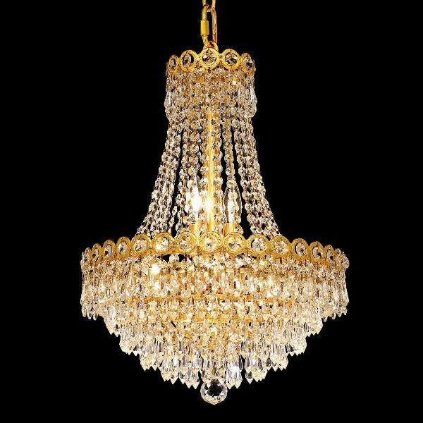 8 lights crystal chandelier in gold plated finish