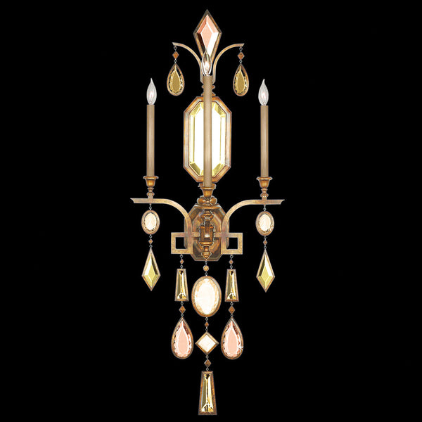 Wall Sconce, 3-Light, Gold Leaf, Multi-Colored Crystal Gems, 49"H (727050-1ST 98EP)