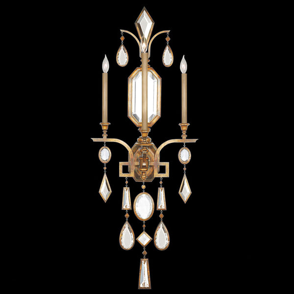 Wall Sconce, 3-Light, Gold Leaf, Clear Crystal Gems, 49"H (727050-3ST 98ER)