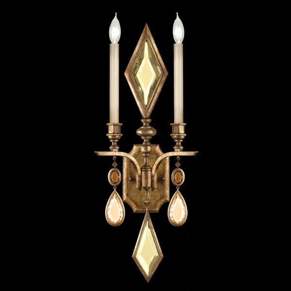 Wall Sconce, 2-Light, Gold Leaf, Multi-Colored Crystal Gems, 29"H (729150-1ST 98G0)