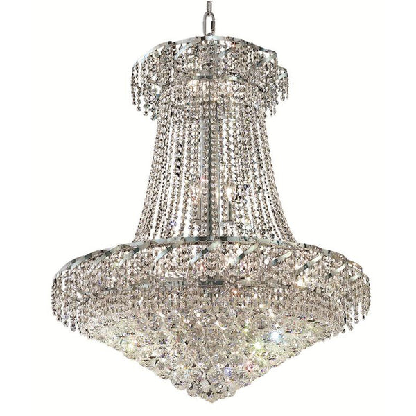 Belenus Chrome Eighteen-Light 30-Inch Chandelier with Royal Cut Clear Crystal