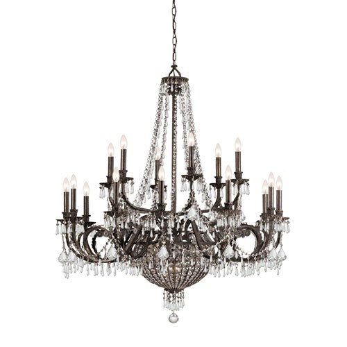 Traditional Classic English Bronze Crystal Twenty-Three Light Chandelier