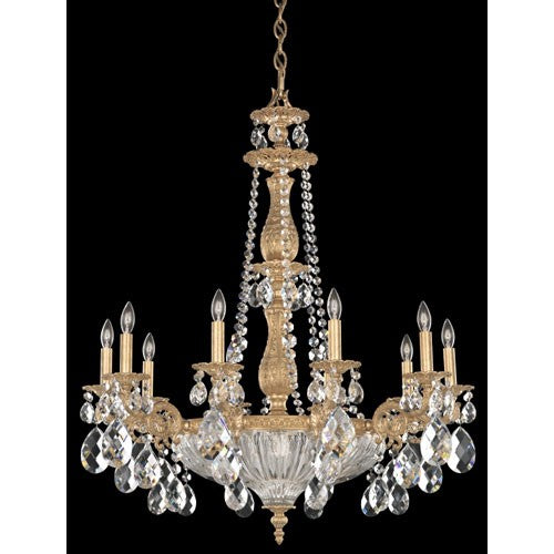 Milano French Gold 14-Light Clear Optic Handcut Crystal Chandelier, 30W x 36H x 30D