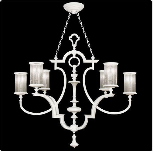 Six-Light Chandelier in Studio White Satin Lacquer Finish