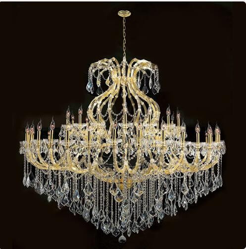 48-Light Gold Finish with Clear-Crystals Chandelier