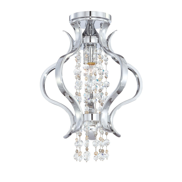 Group Flow Chrome One Light Elements Crystal Semi Flush Mount