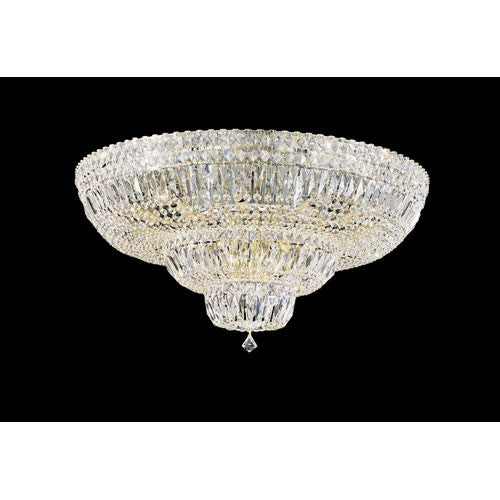 Schonbek Petit Crystal Deluxe Gold 21-Light Clear Gemcut Flush Mount Light, 30.5W x 15.5H x 30.5D