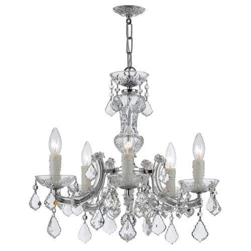 Polished Chrome Five-Light Chandeliers