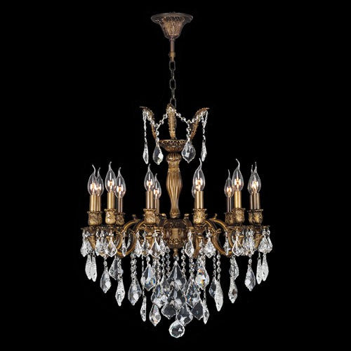 12-Light Antique Bronze Finish with Clear-Crystals Chandelier