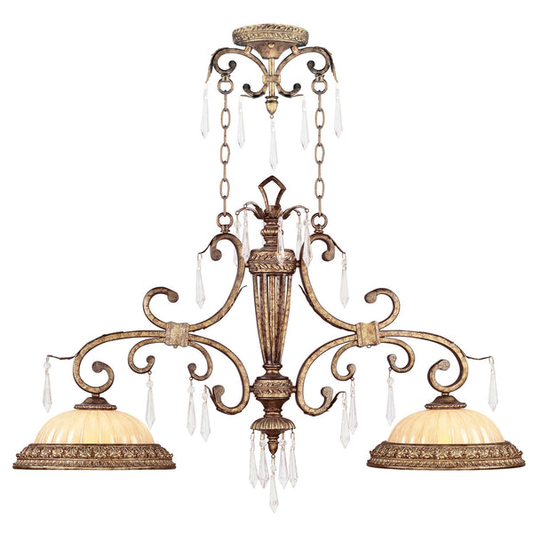 La Bella Vintage Gold Leaf Two-Light Island Pendant