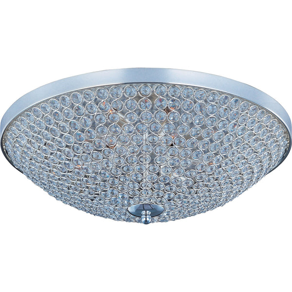 Plated Silver Nine-Light Flush Mount