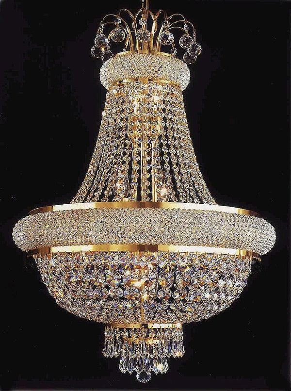 10 light Crystal Chandelier dressed with 25% full-lead crystal in gold finish