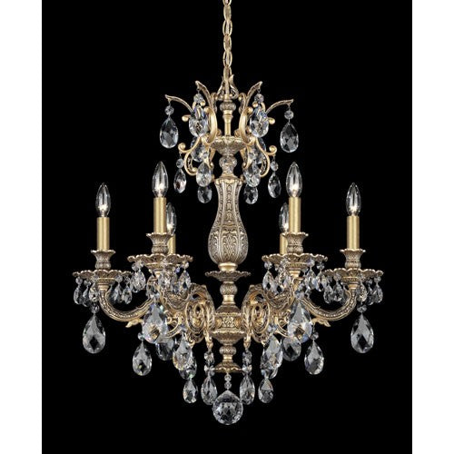 Bronze Six-Light Clear Spectra Crystal Chandelier, 24W x 26.5H x 24D