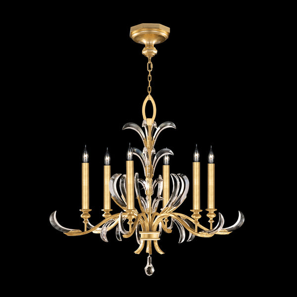 Chandelier, Round, 6-Light, Gold Leaf, 37"W (739140-SF3 NJ1H)