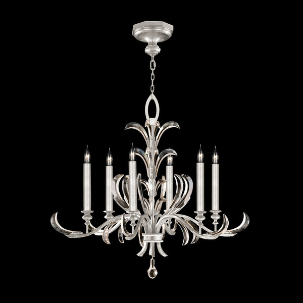 Chandelier, Round, 6-Light, Silver Leaf, 37"W (739140-SF4 NJ1J)