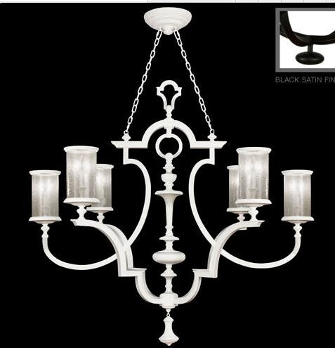 Six-Light Chandelier in Black Satin Lacquer Finish