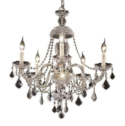 Chrome Five-Light 25-Inch Chandelier with Royal Cut Clear Crystal