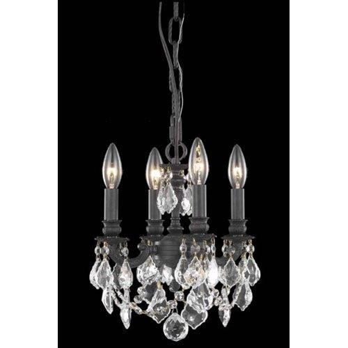 Bronze Four-Light Chandelier with Clear Royal Cut Crystals