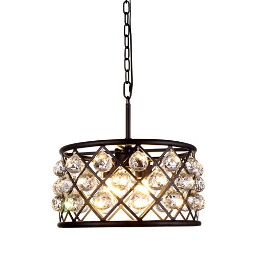 Madison Mocha Brown Four-Light Pendant with Faceted Clear Crystals